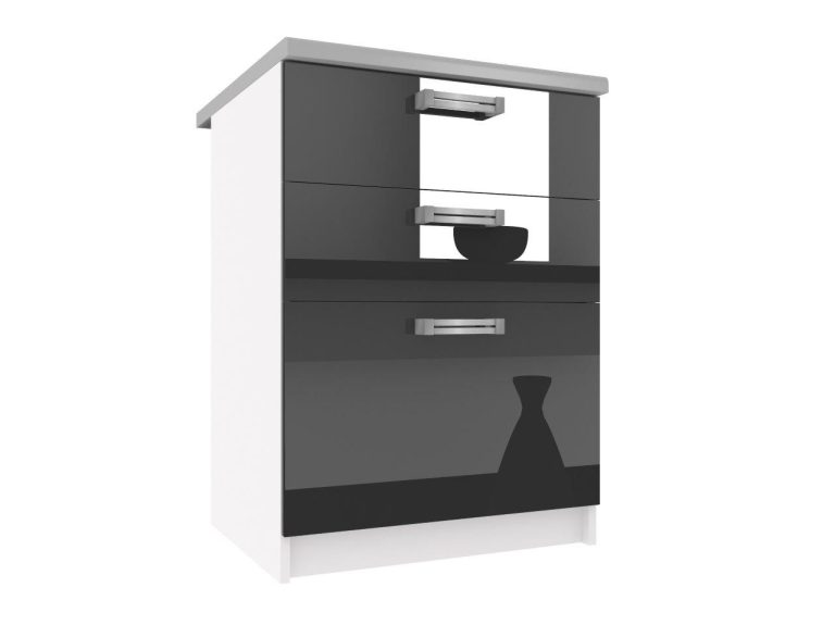 Corp de bucătărie Belini inferior cu sertare 60 cm negru lucios fără blat INF SDSZ60/2/WT/B/BB/D