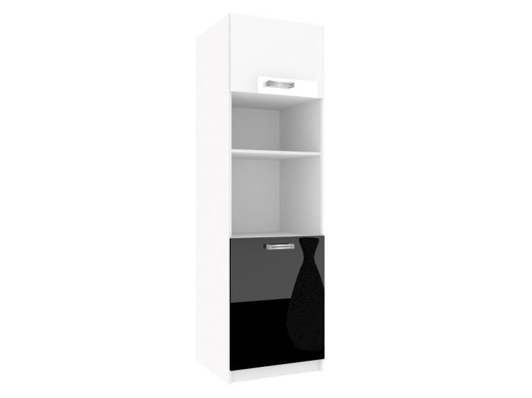 Dulap de bucatarie inalt Belini pentru cuptor incorporabil 60 cm alb lucios / negru luciu INF SSP60/1/WT/WB/0/D

