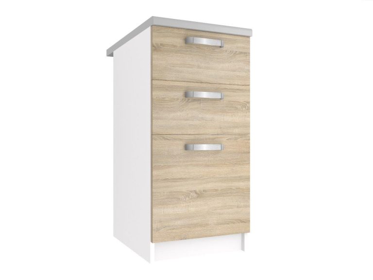Corp de bucătărie Belini inferior cu sertare 40 cm stejar sonoma cu blat  TOR SDSZ40/0/WT/DS/0/U
