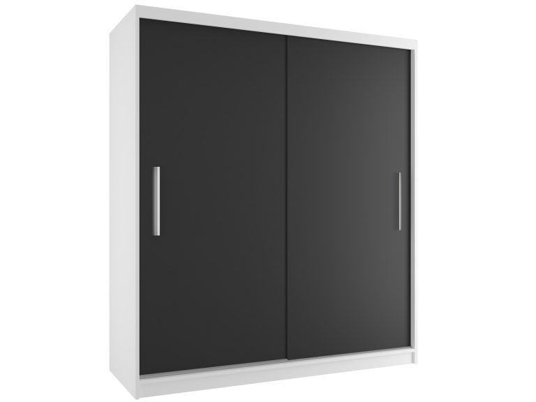 Dressing 158 cm Belini alb mat/negru mat cu usi glisante SI SZP3/3/W/B/0/AL