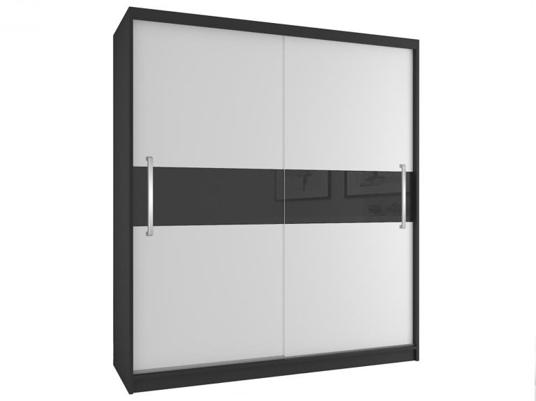 Dressing 133 cm Belini mat negru / mat alb cu usi glisante SI SZP2/2/B/W/B/UU