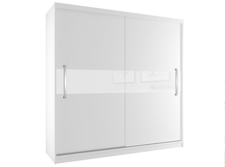 Dressing  200 cm Belini mat alb cu usi glisante SI SZP1/2/W/W/W/UU