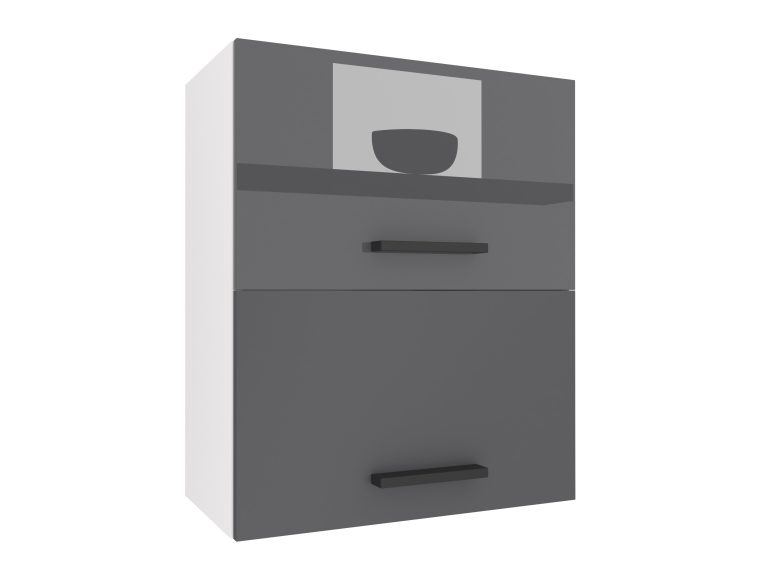 Corp de bucătărie Belini superior 60 cm gri lucios / gri mat INF SGP2-60/1/WT/SSR/0/B1
