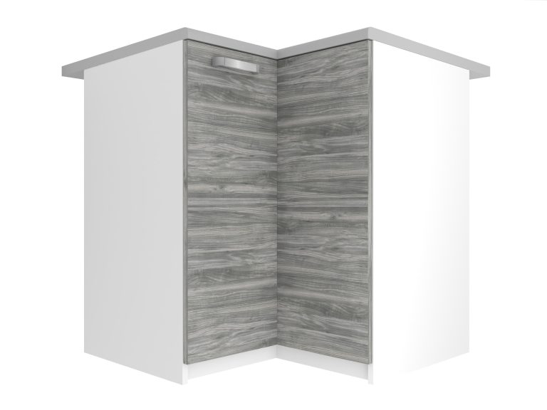 Corp de bucatarie inferior colt Belini 90 cm gri antracit Glamour Wood cu blat TOR SNP90/2/WT/GW1/0/U