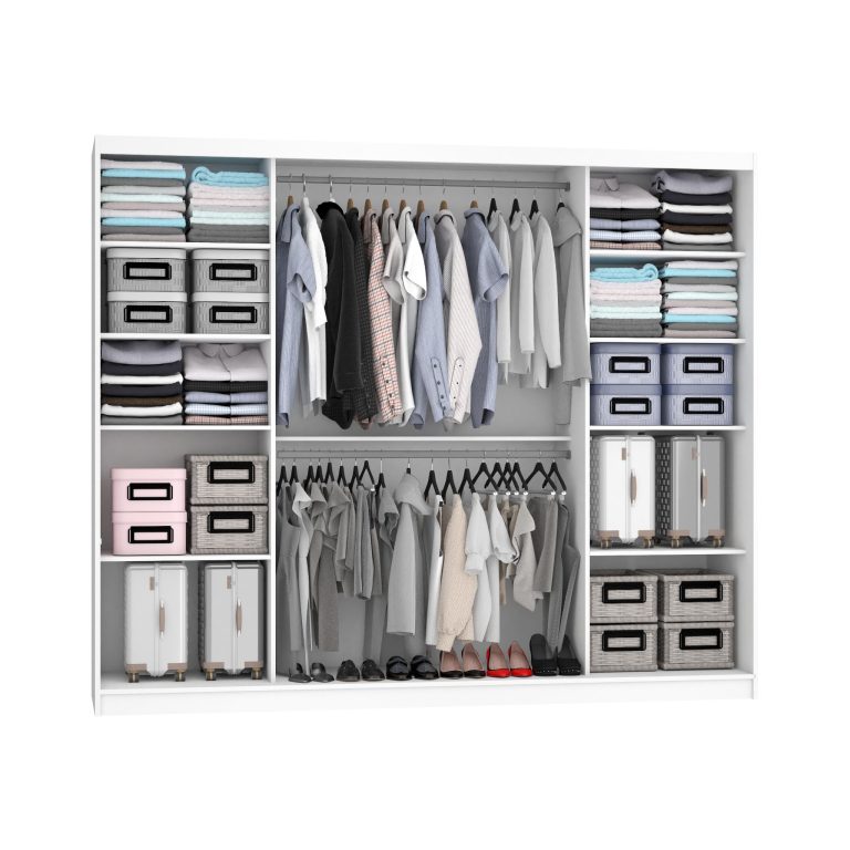 Dressing 232 cm Belini negru mat/alb mat cu usi glisante si oglinda MV SZP4/2/1B/2W1L/W/HI