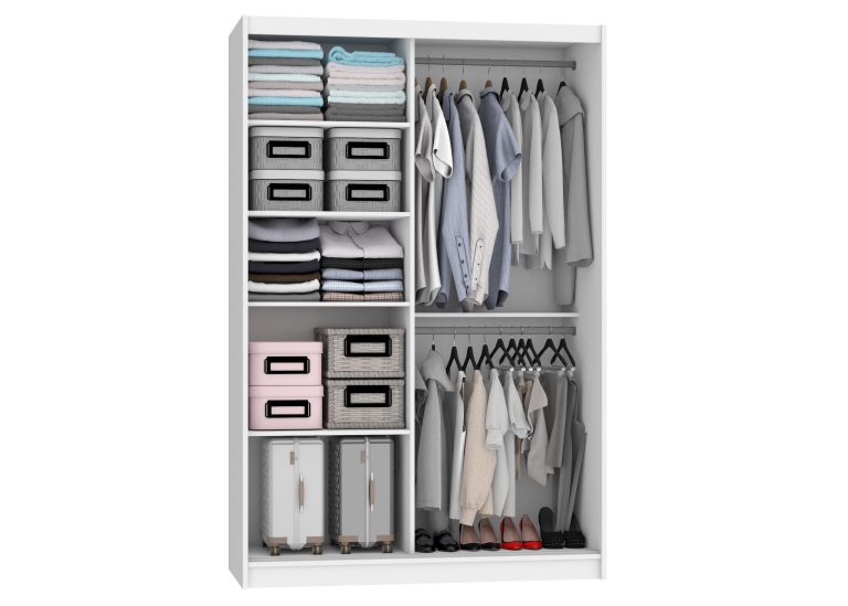 Dressing 133 cm Belini mat alb cu usi glisante si oglinda ME SZP2/2/W/W/0/AL