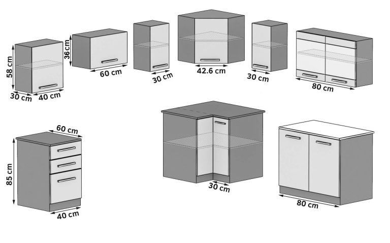 Mobila de bucatarie Belini 360 cm abanos regal cu blat  TOR LIDIA/5/WT/HK/0/F