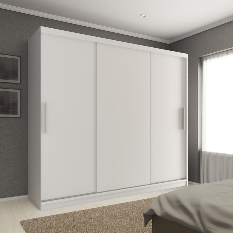 Dressing 232 cm Belini mat alb cu usi glisante si oglinda SI SZP4/2/1W/3W/0/AL