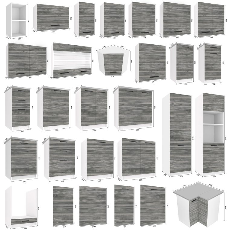 Masca chiuveta bucatarie Belini 80 cm gri antracit Glamour Wood fara blat TOR SDZ80/0/WT/GW/0/B1
