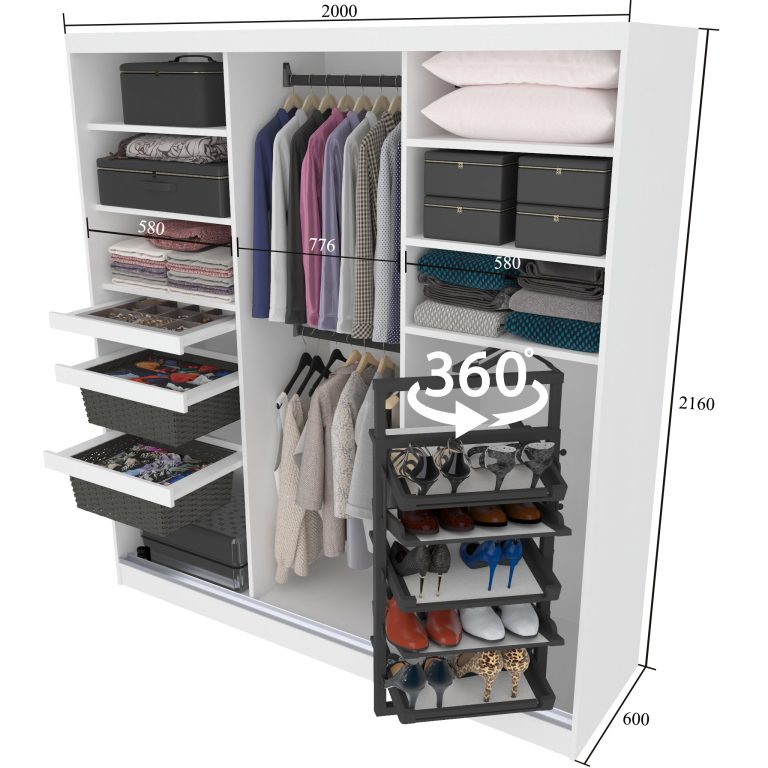 Dressing 200 cm Belini alb mat/alb lucios cu usi glisante cu oglinda si sertare MTG SERENITY SZP5/0/W/W/0/HIAL