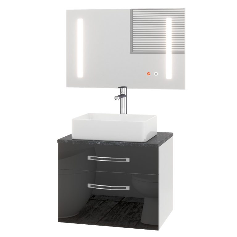 Set mobilier de baie Euphoria negru lucios EUP P 60/0/W/B/0/BK/MB