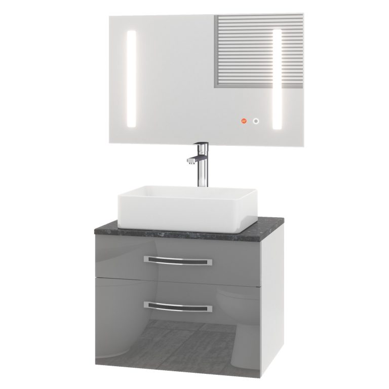 Set mobilier de baie Euphoria gri lucios EUP P 60/0/W/S/0/BK/MB