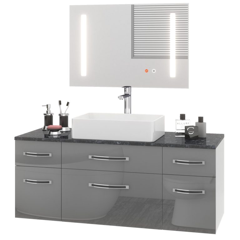Set mobilier de baie Euphoria gri lucios EUP P 120/0/W/S/0/BK/MB