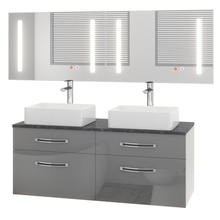 Set mobilier de baie Euphoria gri lucios EUP P 120D/0/W/S/0/BK/MB