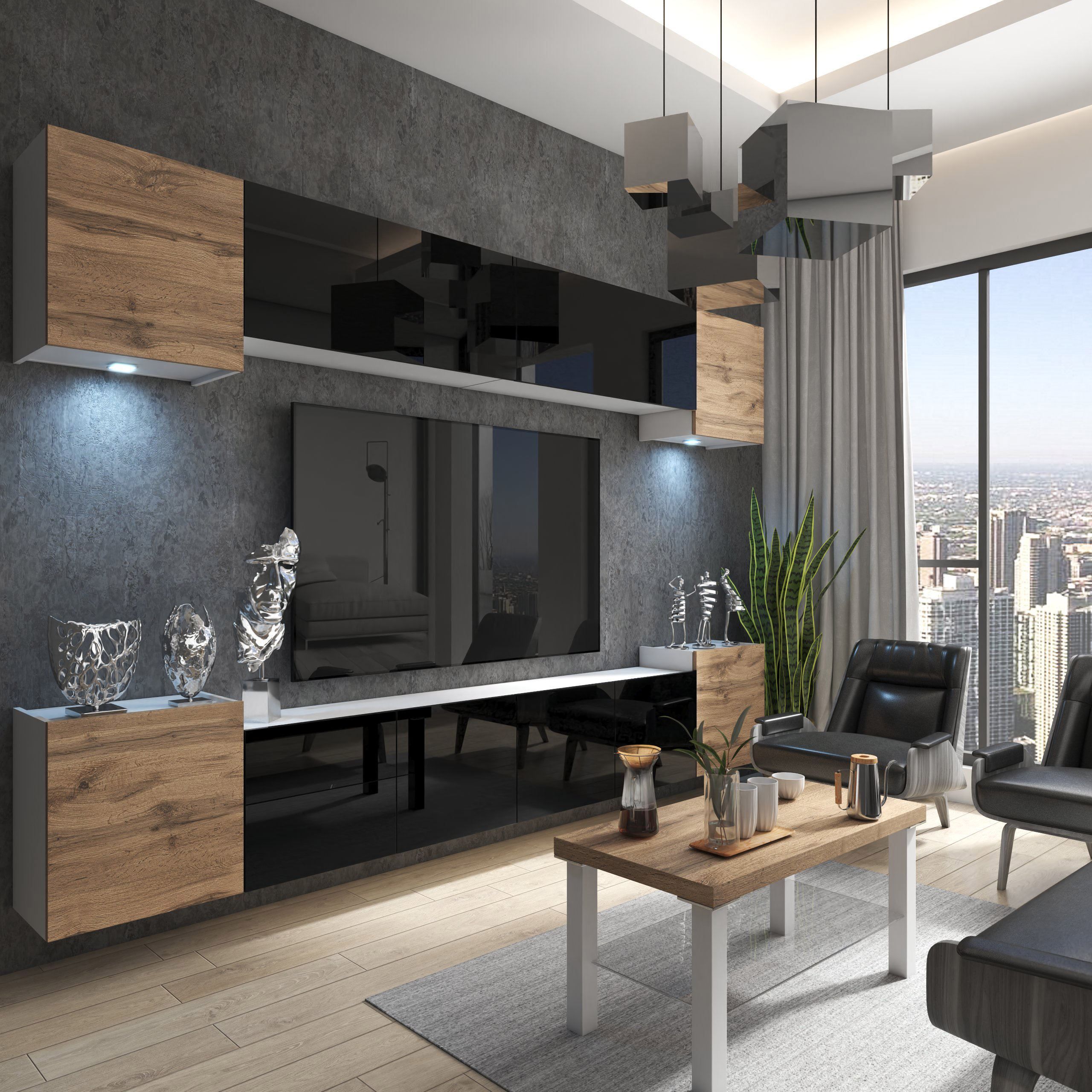 Sufragerie cu mobilier din lemn și accente moderne